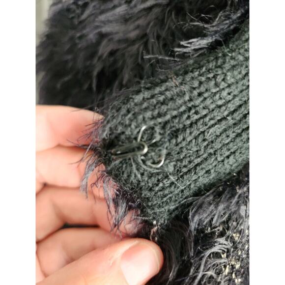 Dor Dor Couture Star Eyelash Chenille Fuzzy Metallic 2 Tone Open Cardigan M - Picture 5 of 8